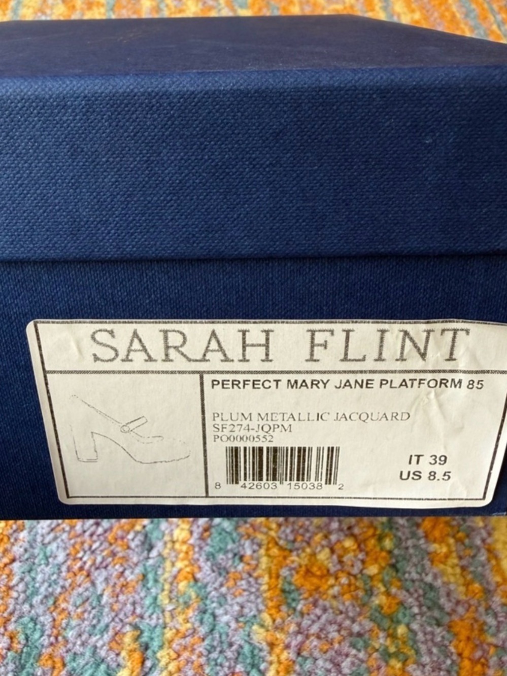 NIB Sarah Flint Plum & Gold Floral Jacquard Mary Jane Pumps - Size IT 39, US 8.5 - Picture 8 of 16